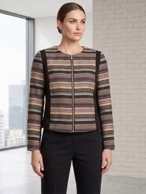 H&M Boho Moto Full Zipper Aztec Jacket 12